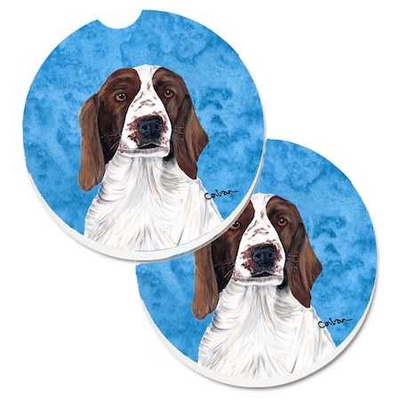Carolines Treasures Blue Springer Spaniel Set of 2 Cup Holder Car Coaster SC9131BUCARC